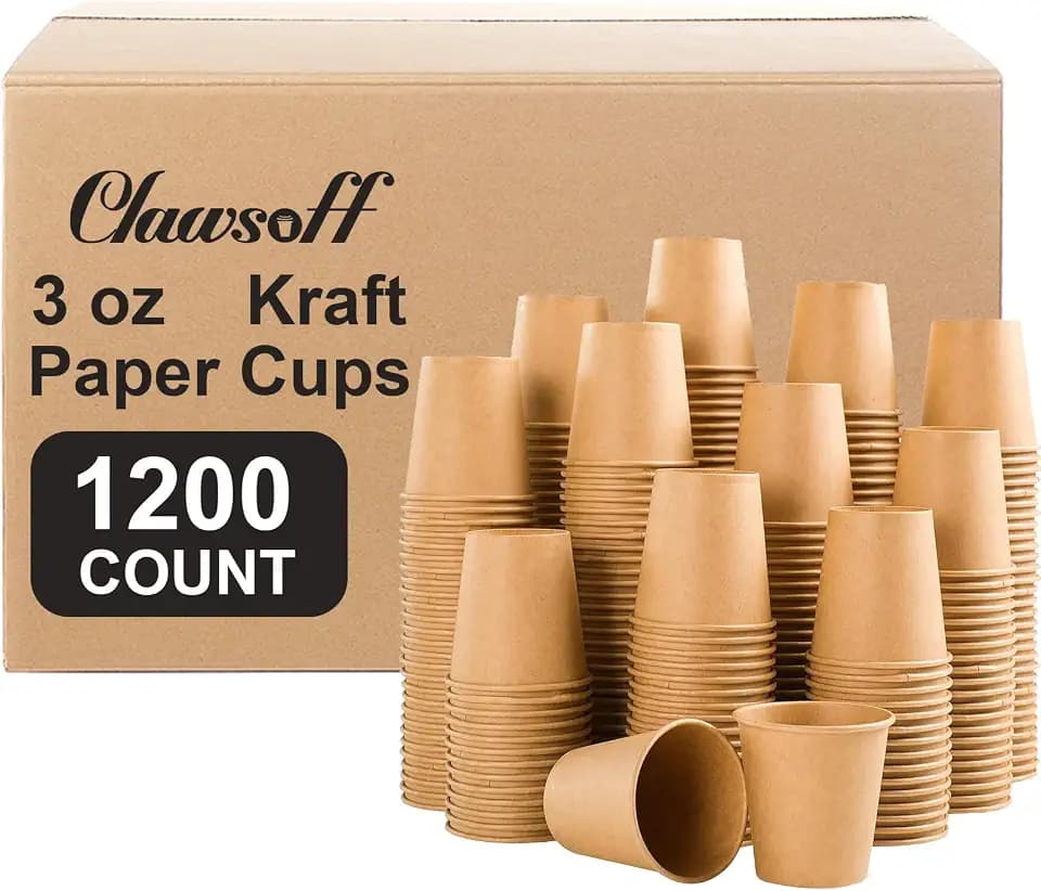 Clawsoff 1200 Pack 3 oz Paper Cups Disposable Kraft Mouthwash Bathroom Cups