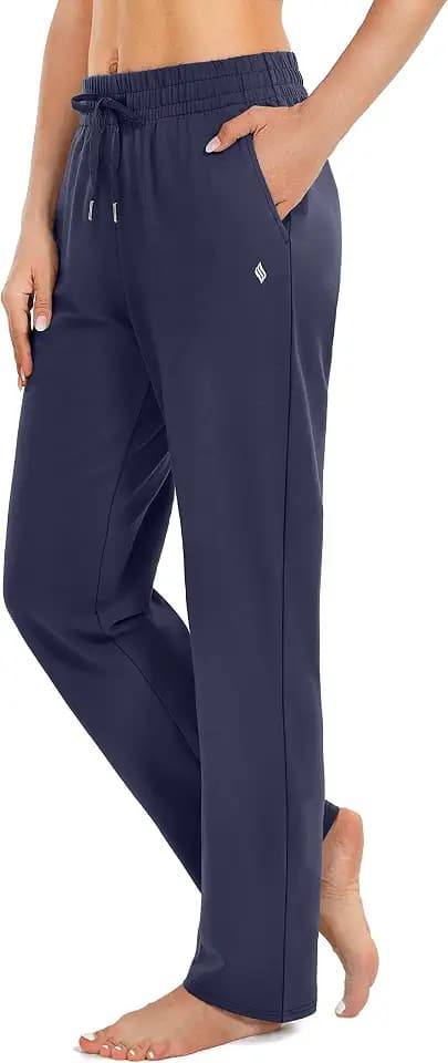 SANTINY Women's Cotton Sweatpants with Pockets Yoga Lounge Sweat Pants