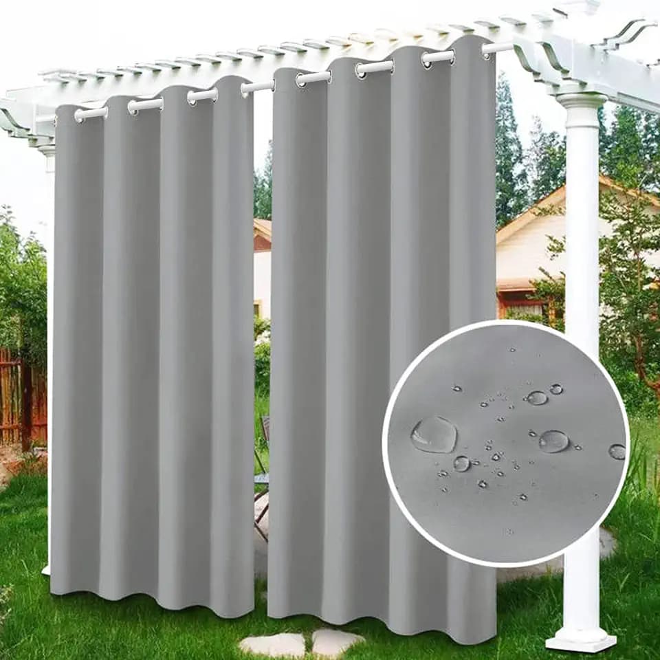 Famibay Vorhänge Outdoor Wasserdicht Outdoor Vorhang Wetterfest mit Ösen Verdunklungsvorhänge Blikdicht Outdoorvorhänge Sichtschutz Sonnenschutz Vorhang für Balkon Terrasse Pavillon Garten