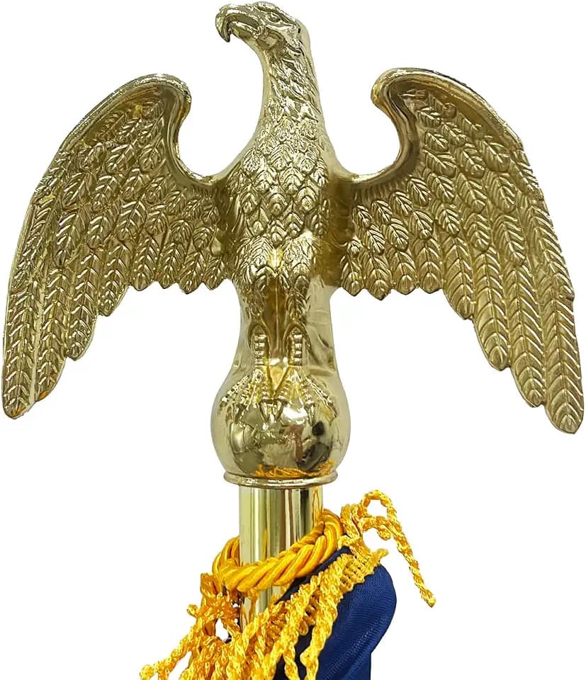 FRF FLAG Gold Eagle Head for Decorating Indoor Flagpoles, Made of Zinc Alloy That is Unbreakable, Eagle Flag Pole Topper, For 1-inch Diameter Flagpoles