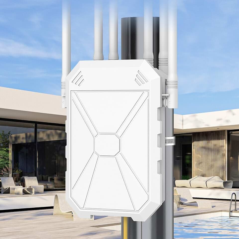 AX1800 Outdoor WiFi 6 Extender, High Power Outdoor WiFi Extender Signal Booster, Long Range Outdoor WiFi Access Point, IP67 Weatherproof, with PoE, for Starlink, Patio, Camping, Yard, RV
