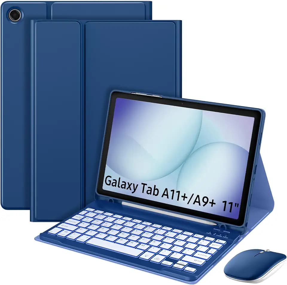 MoKo for Samsung Galaxy Tab A11+/A9 Plus 11" Keyboard Case & Mouse,Blu Navy
