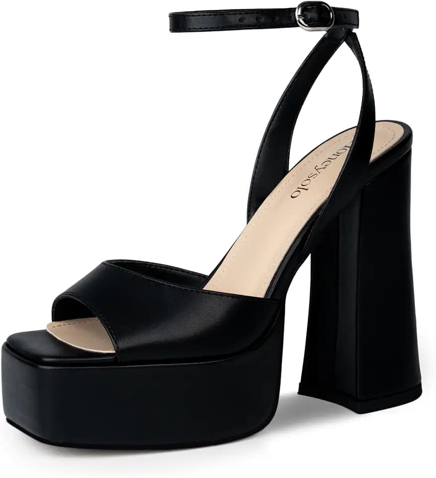 Platform Heels for Women Dressy Square Open Toe Chunky Sandals
