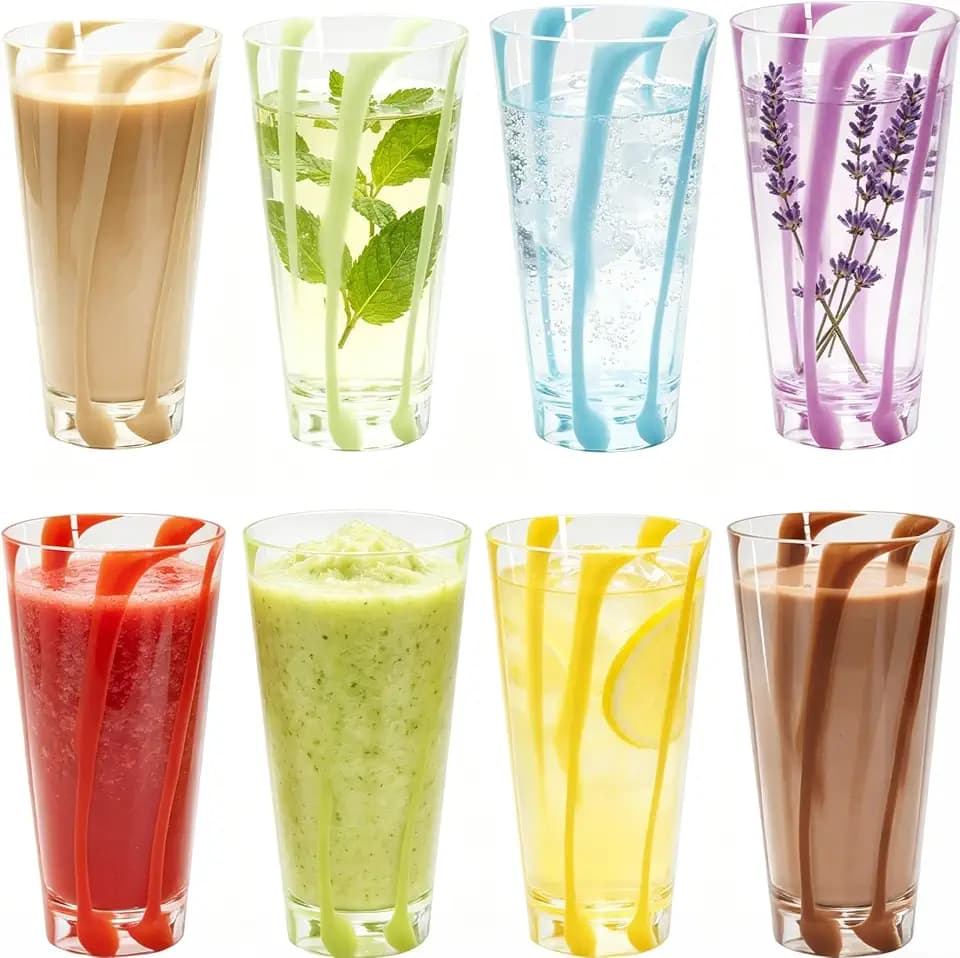 Plastic Cups Reusable (Set of 8) 22oz Acrylic Glasses Drinkware