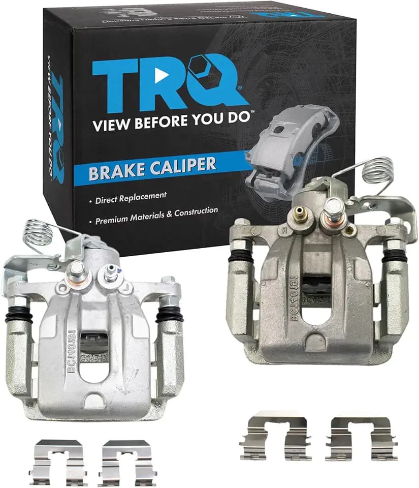 TRQ Rear Driver and Passenger Side Brake Caliper Set Caliper Brackets