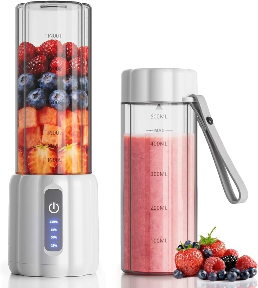 COKUNST Mini Tragbarer Mixer Smoothie Maker to go mit Reise-Deckel
