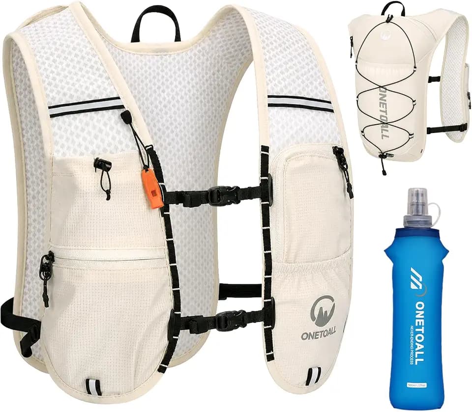 Laufweste Damen mit 500ml Trinkflasche/2L Trinkblase, Leichter Trinkrucksack Laufen Herren 6L, Runing Vest Reflektierend für Joggen, Fahrrad, Marathon, nur 150g