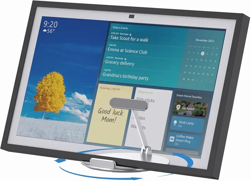Almoz Swivel and Tilt Stand for Echo Show 15, Aluminum Stand for Show 15.6" Smart Display and Up to 18" iPad/Tablets, with 360 Degree Rotating Base, Viewing Angle Adjustable, No Need Mounting
