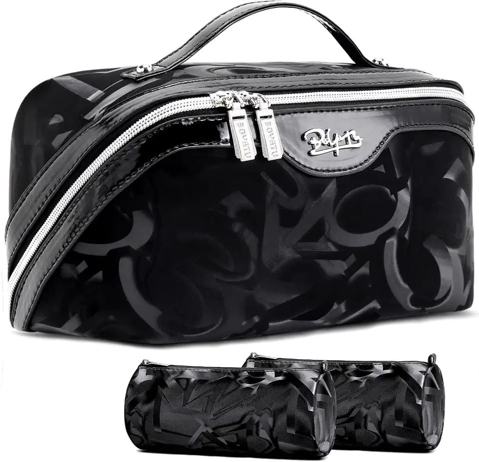 BOYATU Makeup Bag, Makeup Organizer, Toiletry Travel Bag for Women - Black