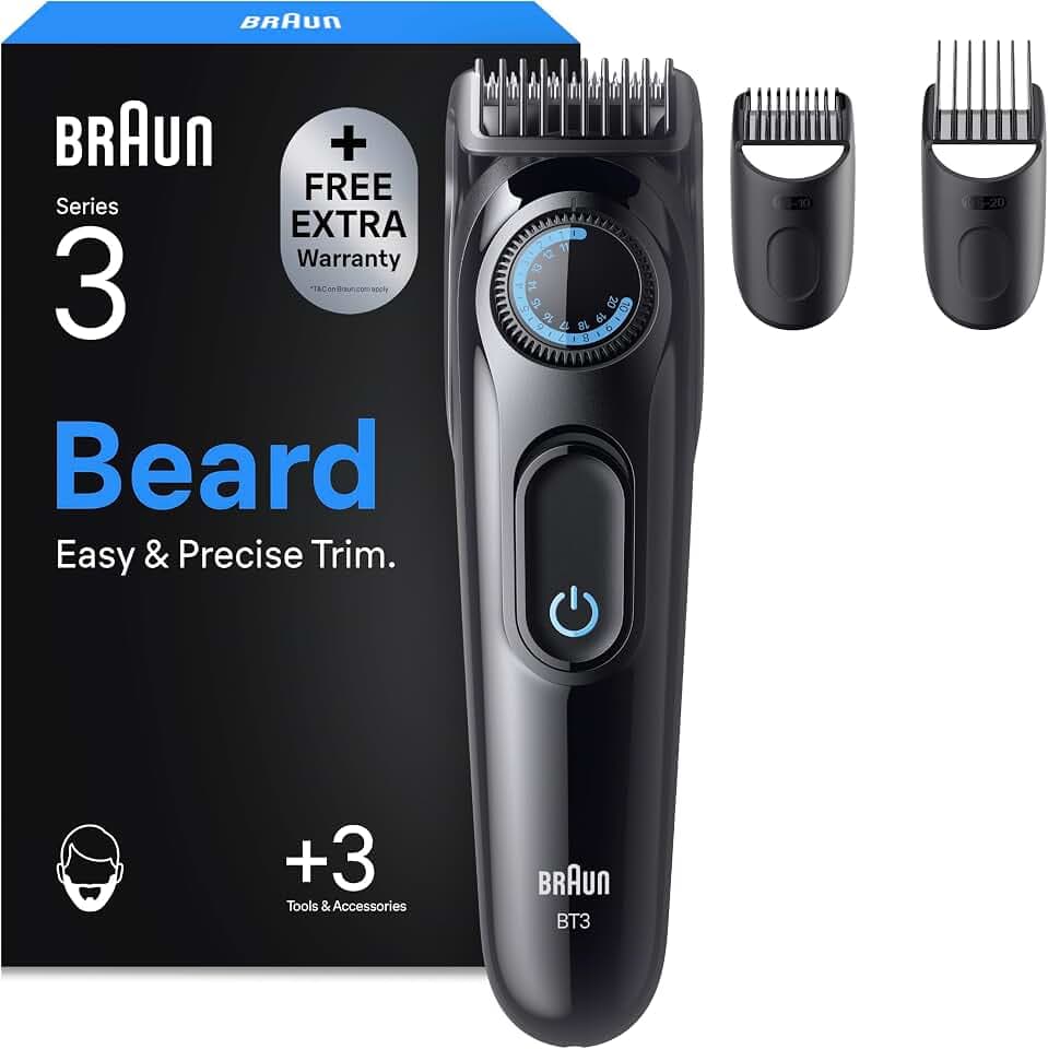 Braun Barttrimmer Series 3, Bartschneider Herren, BT3520, Schwarz