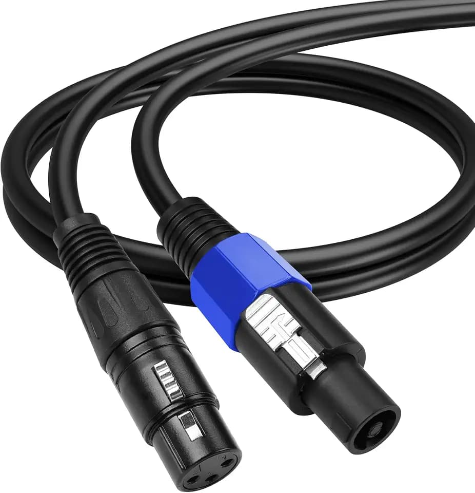 SinLoon Speakon to XLR 3Pin Cable 22AWG Male to Female Audio Extension Cable with Twist Lock for Amplifier Pro DJ PA Stage(0.5M/1.6FT Speakon Male)