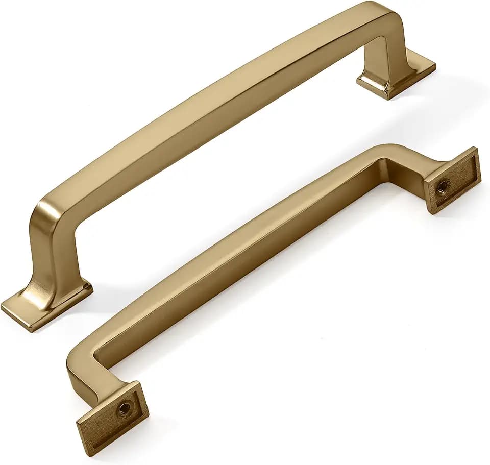 khtumeware 10 Pack 5 Inch Kitchen Cabinet Handles Brushed Brass Cabinet Pulls Brushed Gold Drawer Pulls Kitchen Cabinet Hardware Kitchen Handles for Cabinets Cupboard Handles Drawer Handles