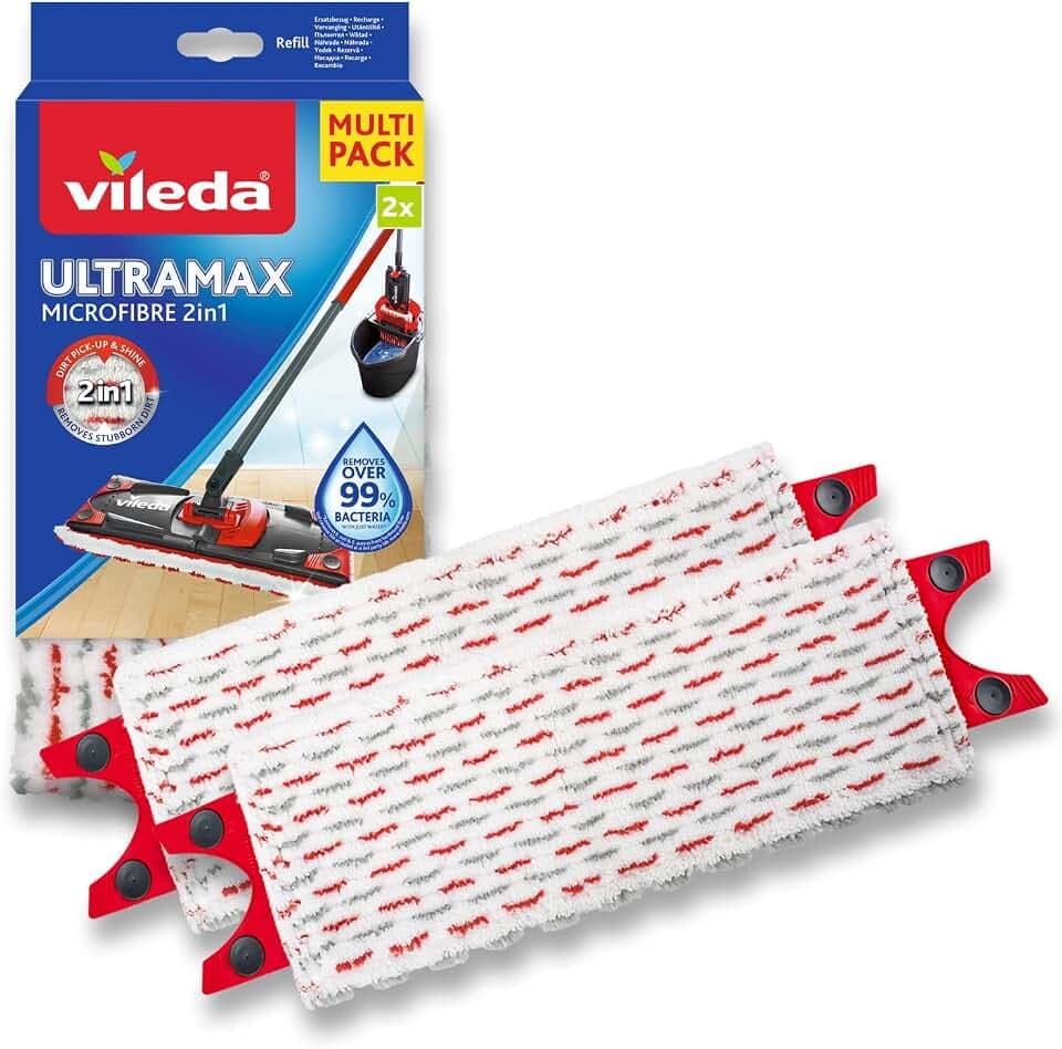 Vileda Ultramax Power Ersatzbezüge Doppelpack, Mikrofaser, 2 Stück