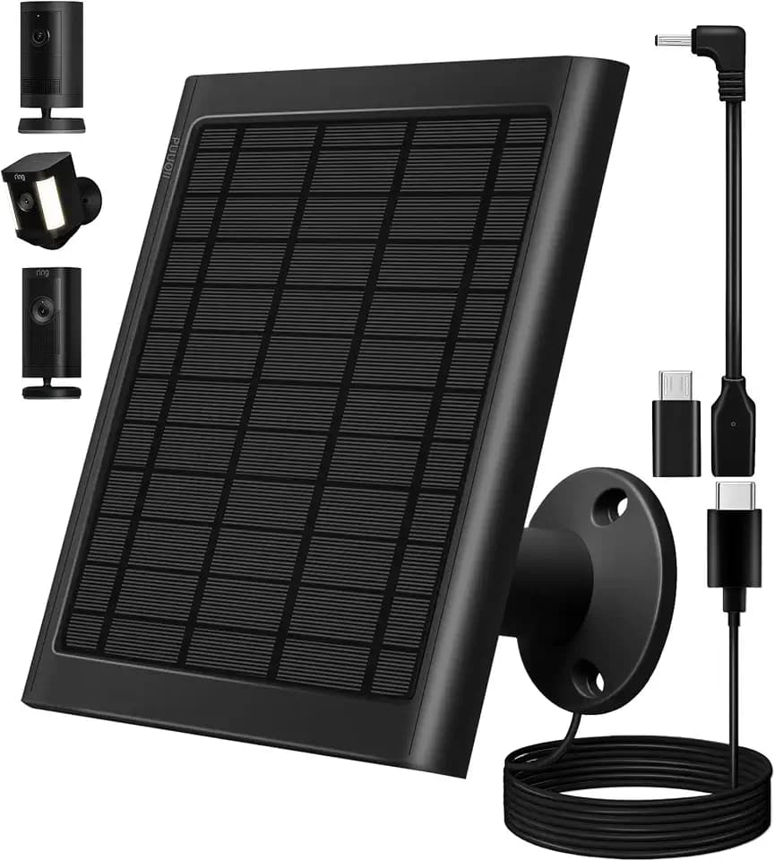 8W Solar Panel Charger for Ring Cameras with 10FT Cable