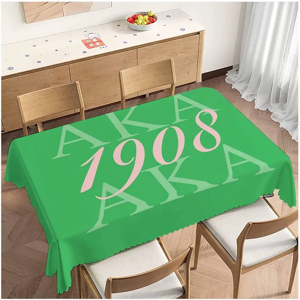 Table Cloth AKA 1908, Hip Hop AKA 1908 Farmhouse Tablecloth Soft Table Cover for Kitchen Canteen Dinning Tabletop Decoration, 52x70 Inch Fitted Tablecloth Green Pink
