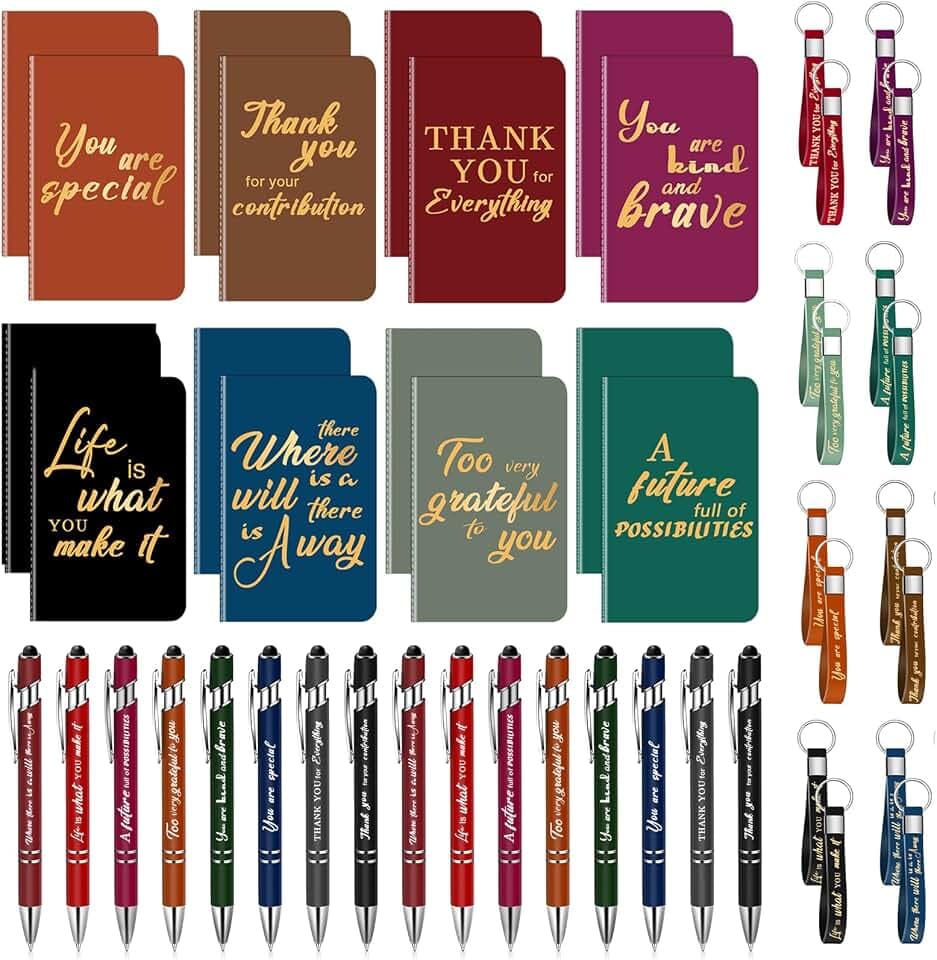 Inspirational Gifts Set Mini Motivational Notebooks Motivational Ballpoint Pens Keychains Bulk Colorful Journal Notebooks Gifts for School Office Party Favor Supplies
