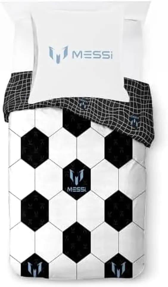Jay Franco Messi Football Bettwäsche-Set – Superweiche Kinder-Bettwäsche mit Kissenbezug, NUR BETTBEZUG (Füllung Nicht enthalten), Weiß, 2-teilig Einzelbett