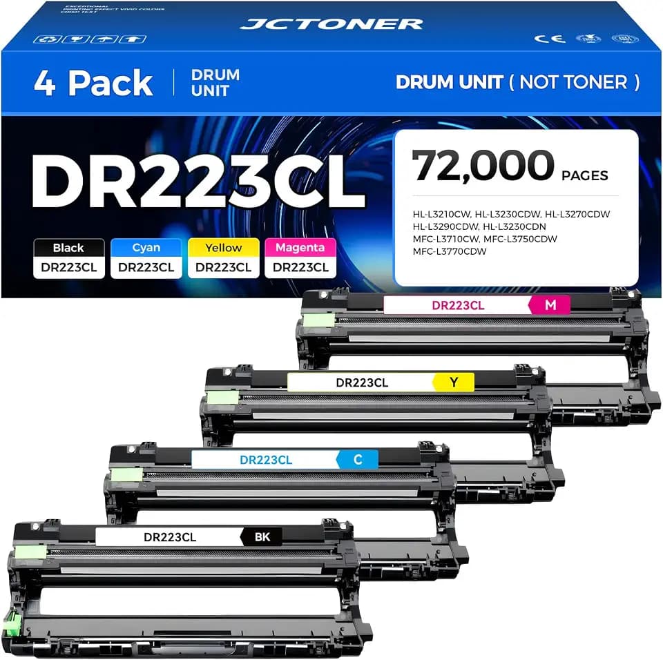 DR223CL DR-223CL Drum Unit (No Toner) Set 4-Pack Replacement Compatible for Brother DR-223CL Imaging Drum HL-L3270CDW HL-L3210CW MFC-L3770CDW HL-L3290CDW MFC-L3750CDW L3710CW L3230CDW L3230CDN Printer