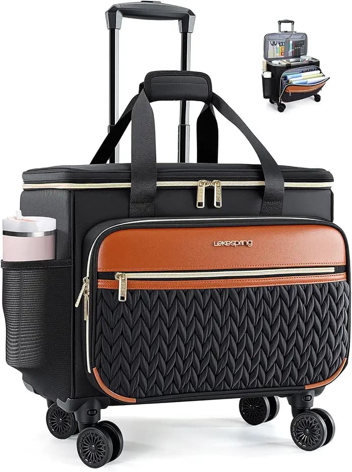 Rolling Teacher Bag with 4-Wheels 360° Spinner, Hardside Large