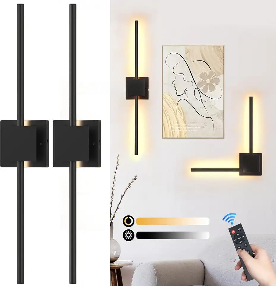 Torchlet Battery Operated Wall Sconces Set of 2, Rechargeable Wall Lights