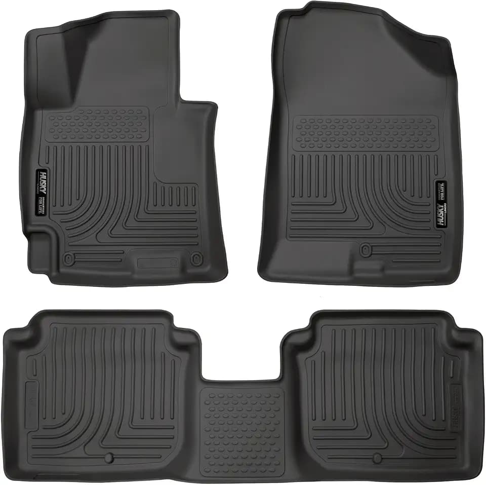 Husky Liners Weatherbeater Floor Mats | Fits 2014-2016 Hyundai Elantra Sedan | Front & 2nd Row, 3-pc Black - 98941