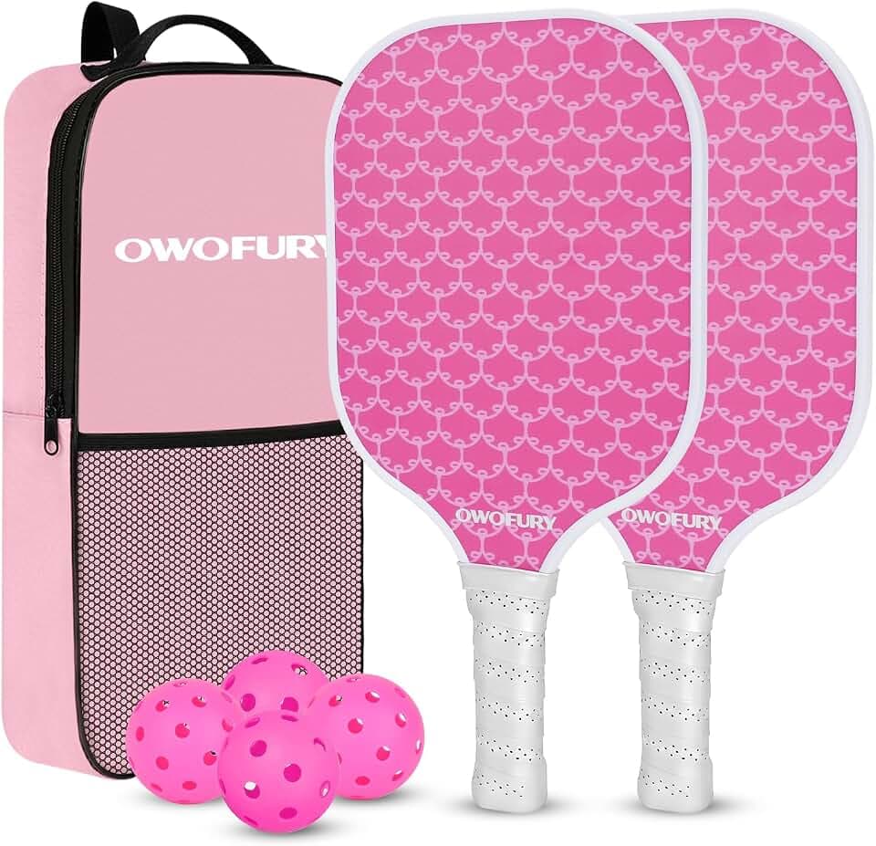Pickleball Paddles Set of 2 Lightweight Honeycomb Core Pink