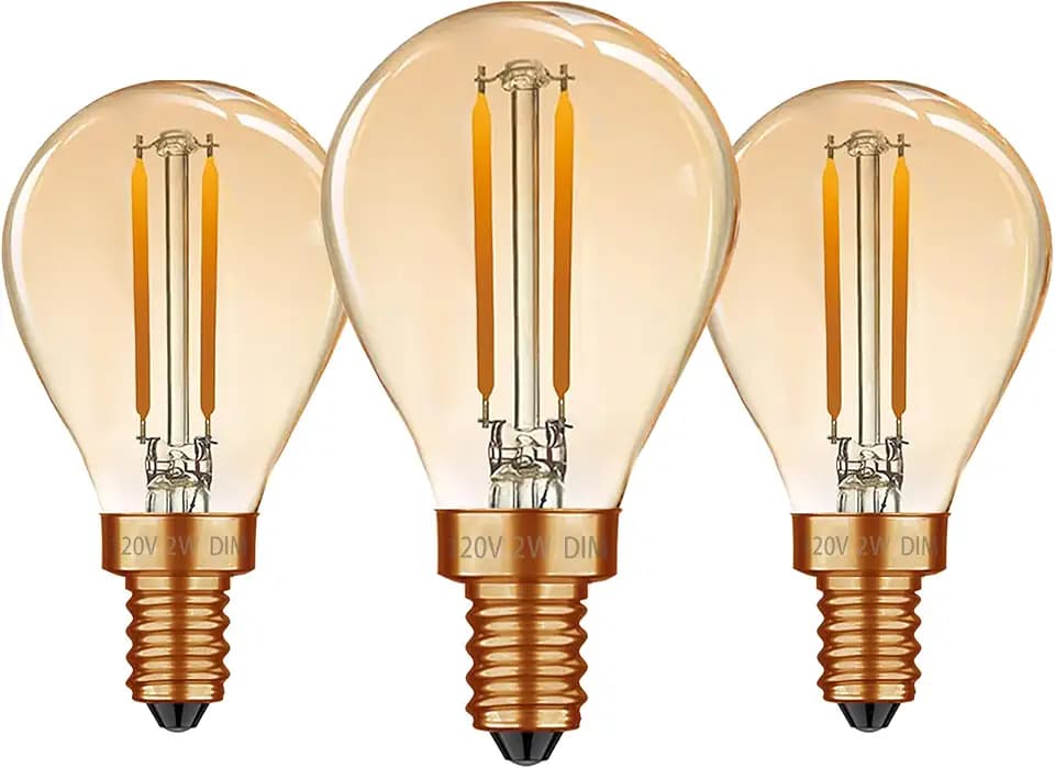 G45 Amber LED Light Bulbs 2W 120V E12 Dimmable Globe Decorative Light Bulbs 25 watt Equivalent Vintage Edison LED Bulbs 2200K Warm Light Bulbs, 3 Pack