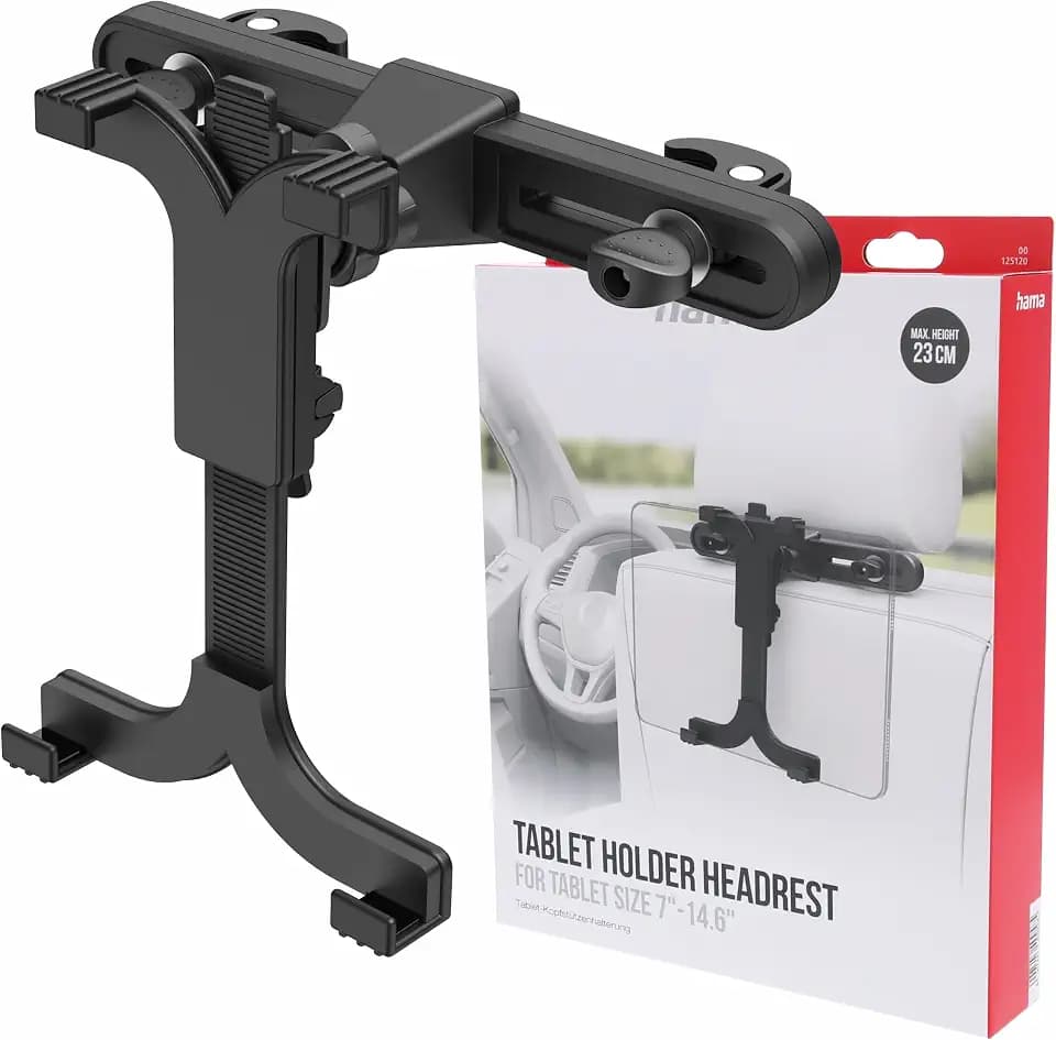 Hama 125120 Kopfstützenhalterung für Tablets (7 bis 12,9 Zoll), Tablet-Halterung, Portable_Electronic_Device_Mount, Klemmhalterung, Drehbar, Einstellbar, Automobil, Kunststoff