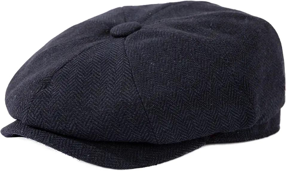 TOP-EX L/XL/XXL Merinowolle Schiebermuetze Herren 8 Panel Peaky Fischgräten Tweed Retro Schiebermütze Schlägermütze Gatsby Cap