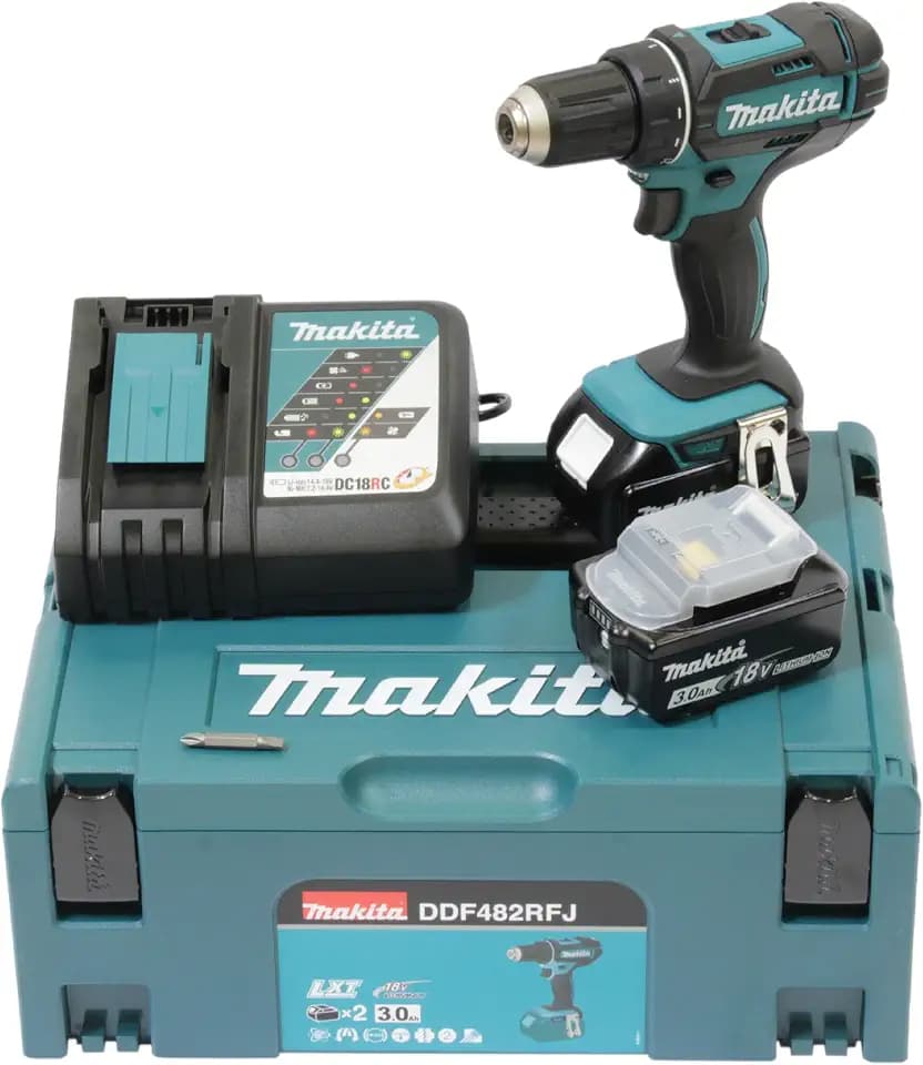 Makita DDF482RFJ Akku-Bohrschrauber 18V / 3,0 Ah, 2 Akkus + Ladegerät im MAKPAC