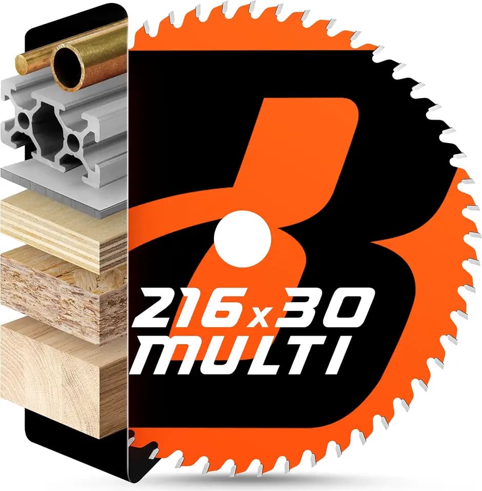 BAUBECK Sägeblatt 216x30 - Multi Material Feinschnitt - Kreissägeblatt 216x30 für Holz, Aluminium, Metall uvm. - Sägeblatt 216 kompatibel mit Metabo KGS 216, Bosch GCM 8 uvm.