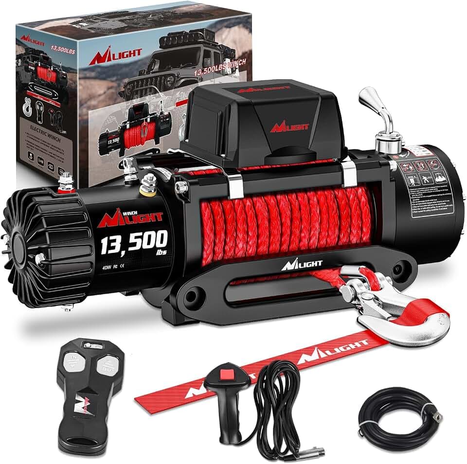 Nilight 13500lb Electric Winch 12V Heavy Duty Truck Winch w Synthetic Rope