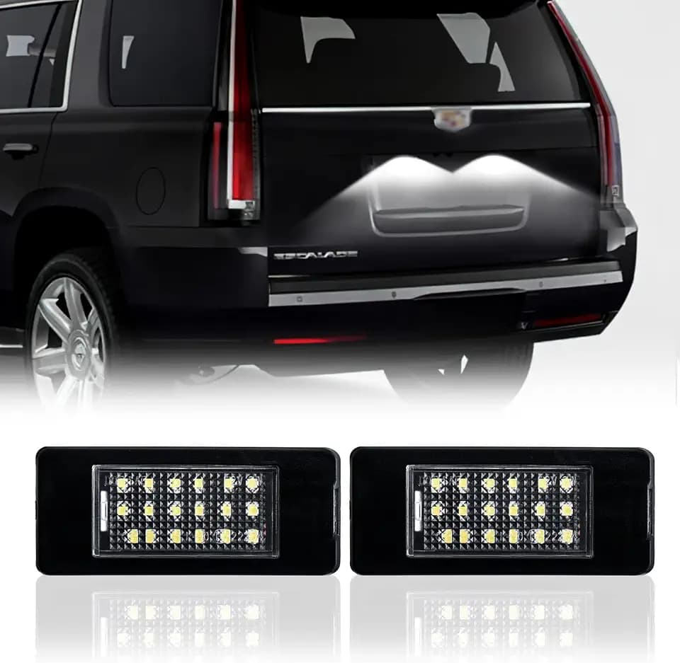 LED License Plate Lights for 2015-2020 Chevy Suburban Tahoe GMC Yukon Cadillac Escalade ESV Rear Tag Lamp Assembly, 6000K White 2PCS