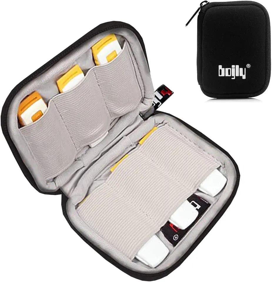 Aufbewahrungstasche für USB-Stick, Mini-Organizer-Zubehörtasche wasserdichte, robuste Nylon-Schutzhülle mit 6 Fächern für SD-Karte, USB-Stick, Kopfhörerkabel, Schwarz