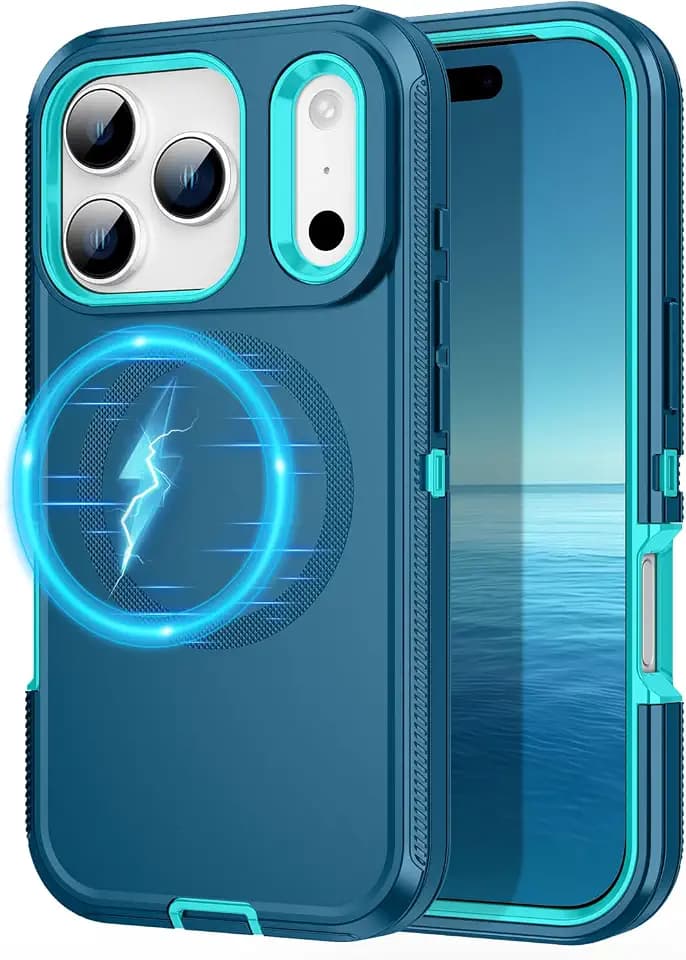 for iPhone 17 Pro Case,[Compatible with MagSafe][Military Grade Shockproof] 3-Layer Heavy Duty Protection Cover Case for iPhone 17 Pro 6.3",Turtuoise