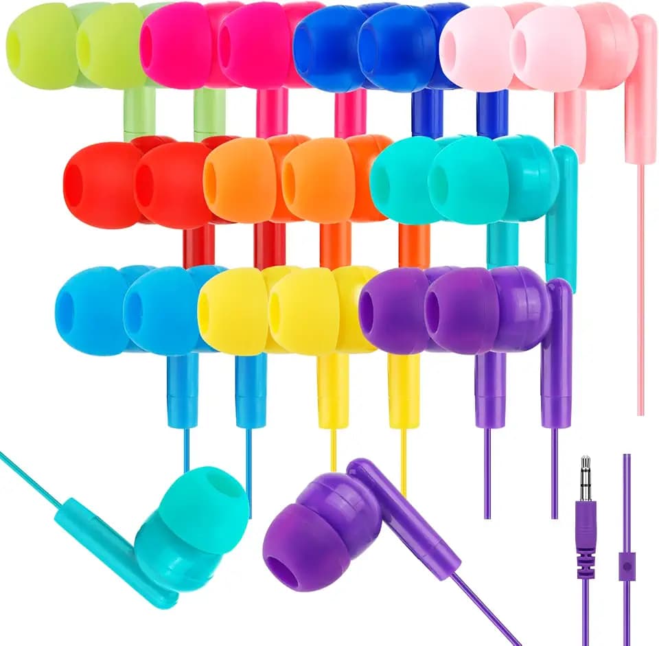Bulk Kids Earbuds for Classroom 60 Pack,Student Wired Earphones