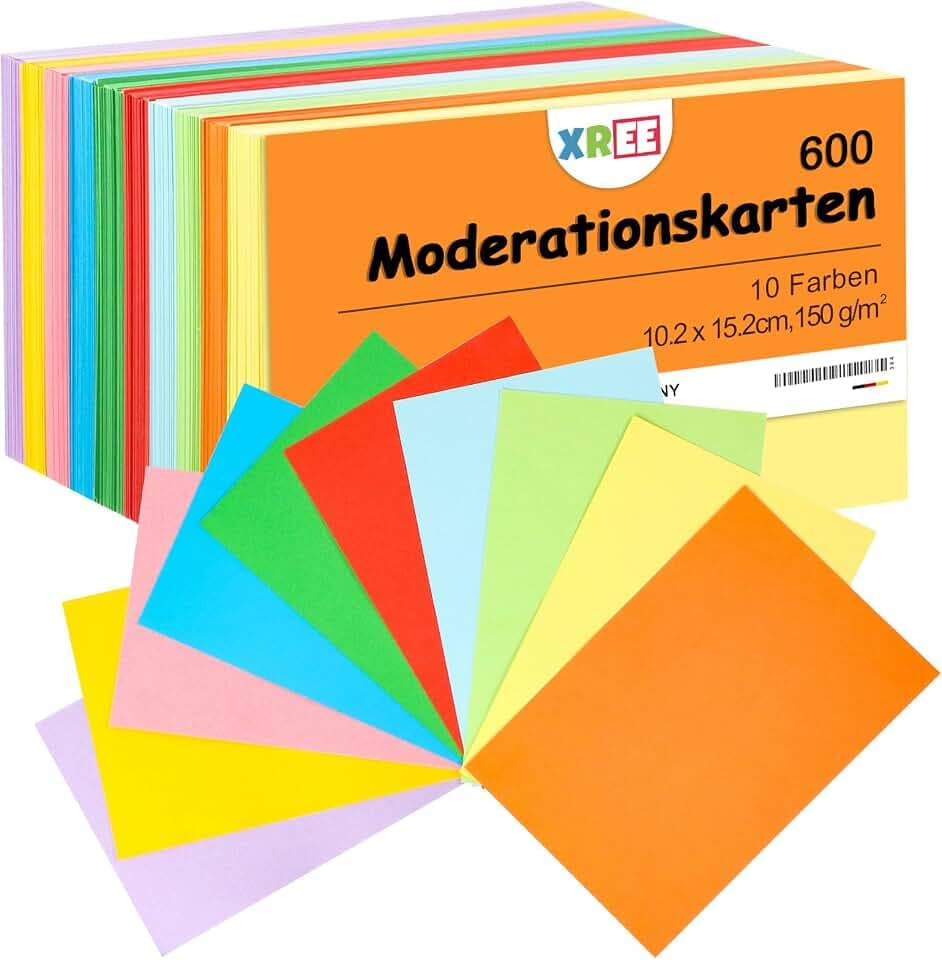 600 Moderationskarten 10,2 X 15,2 Cm, 10 Farben, 150 G/M²