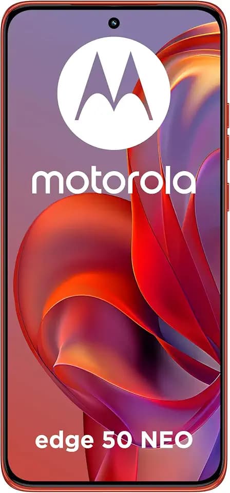 Motorola edge50 neo Smartphone (6,36"-Super-HD-Display, 50-MP-Kamera mit Moto-KI, 12/512 GB, 4310 mAh, Android 14) Pantone Poinciana (Veganes Kunstleder), inkl. Schutzcover