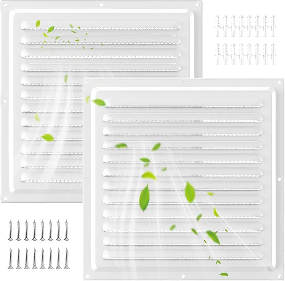 2 Pcs 12 x 12 Inch Gable Vents Attic Vents Metal Gable Wall Shed Vent with Square Return Louver Grille for Ventilation Exterior Door House Attic Garage Ceiling (White 12" x 12"-2 Pack)