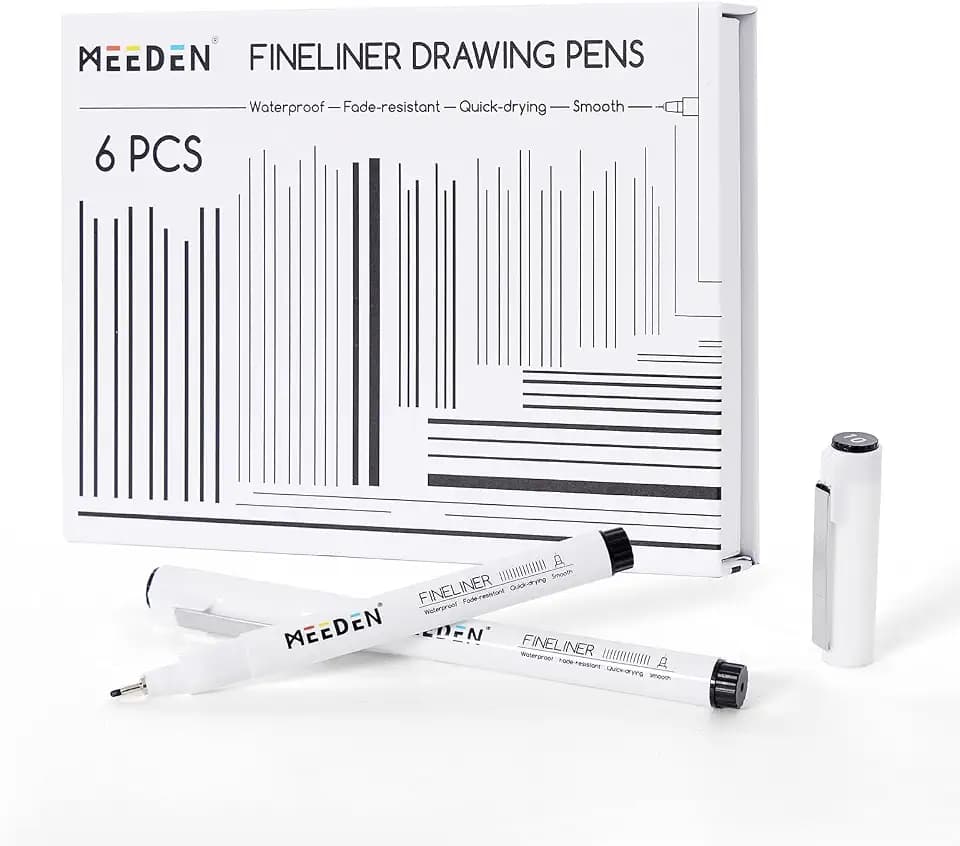 MEEDEN Micro Fineliner Drawing Pens: 1mm Needle Nib, 6 Pack, Black Ink