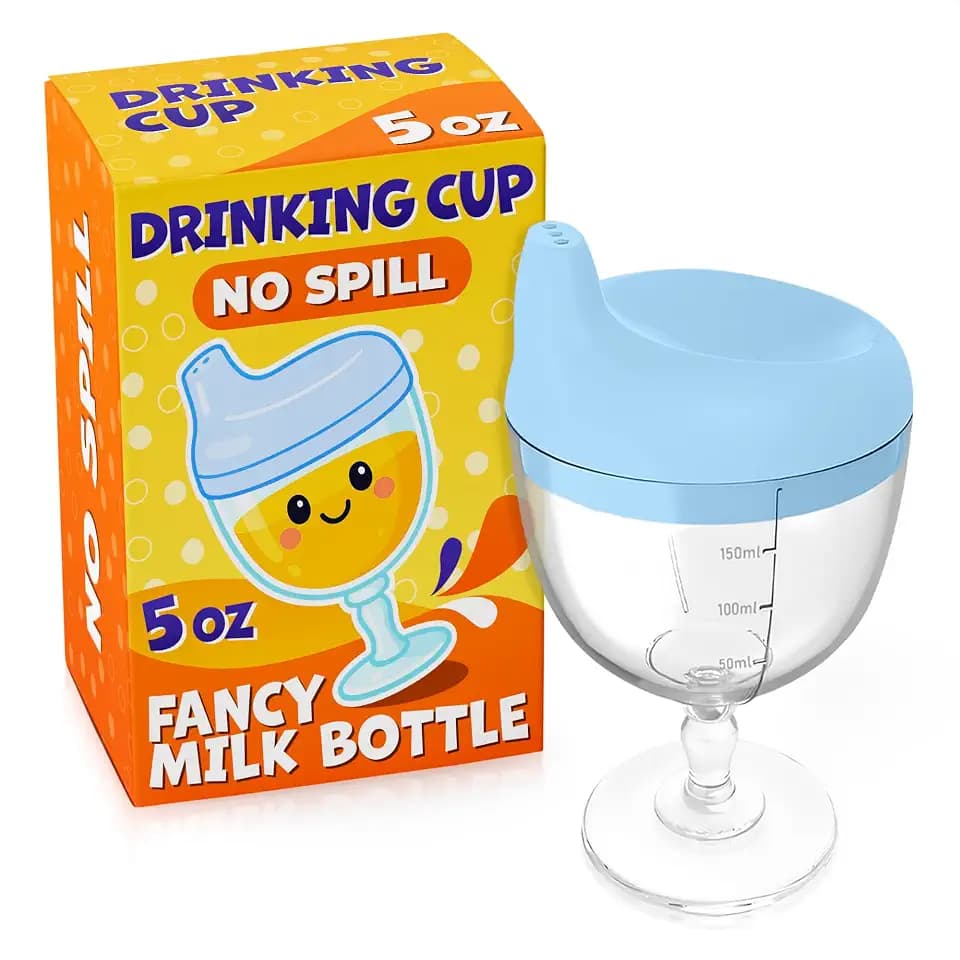 VIKROM Toddler Wine Glass Sippy Cup with Lid, Spill-Resistant 5 Oz Goblet