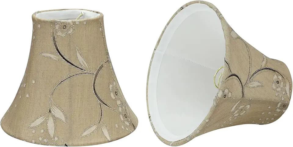 Aspen Creative 30069-2A, Bell Clip-On Chandelier Lamp Shade, Light Gold, 3" Top x 6" Bottom x 5" Slant Height, Set of 2