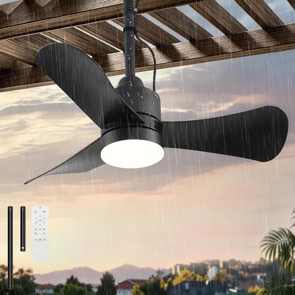 AHAWILL 32" Outdoor Ceiling Fan with Light,Hanging Gazebo Fan