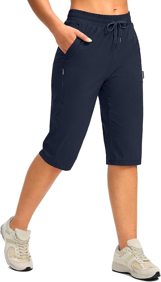 G Gradual Women's 15'' Long Shorts Below The Knee Hiking Capris