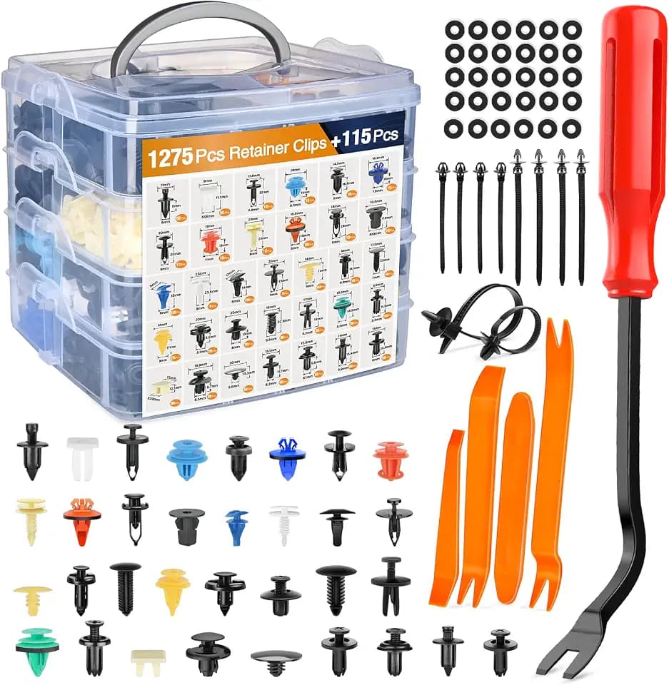 GOOACC 1390Pcs Car Door Panel Clips & Auto Fasteners Assortment - 33 Most Popular Sizes Automotive Push Pin Rivets Set Bumper Trim Body Clips for GM Ford Honda Chrysler Mazda