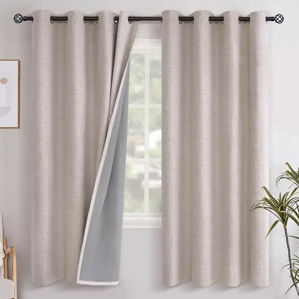 YoungsTex Linen Blackout Curtains 78 Inches Long for Bedroom 2 Panels