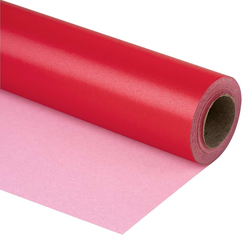 RUSPEPA Rotes Mattes Geschenkpapier - 81,5 Quadratfuß - Einfarbiges Perlglanzpapier Perfekt Für Hochzeits-, Geburtstags-, Weihnachts- Und Babypartygeschenke - 76 cm X 10 m