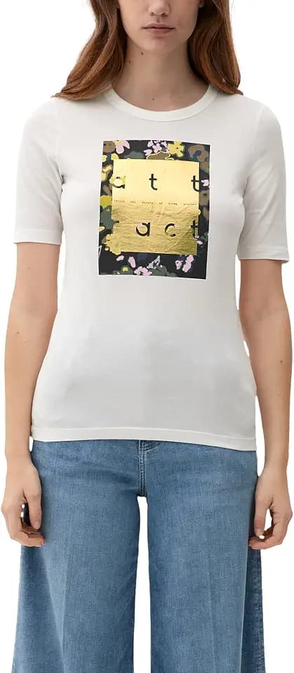 s.Oliver Damen 2122508 T Shirt, Ecru, 36 EU