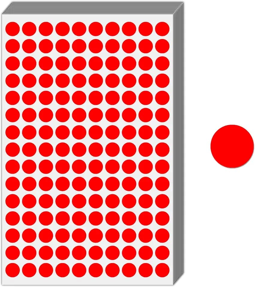 9000 Stück, 12mm Klebepunkte Rot, Rote Punkte Aufkleber Sticker