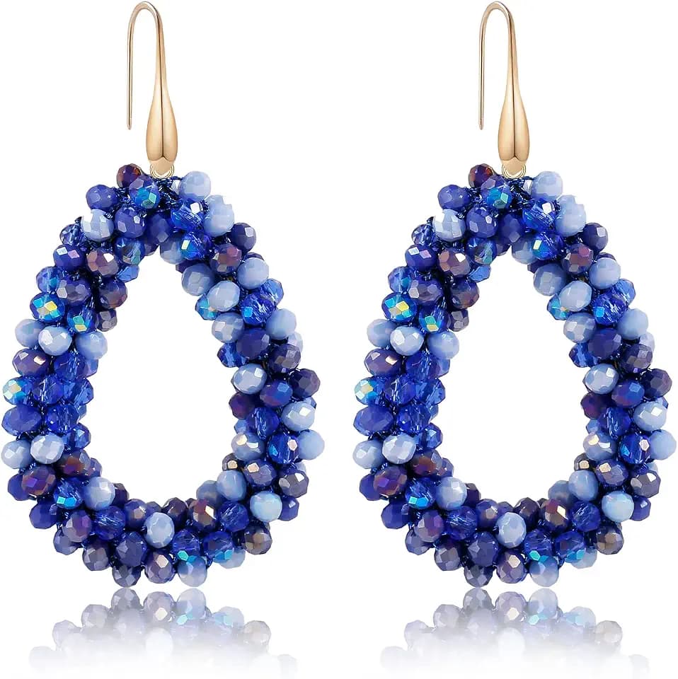 Boho Ohrringe Hängeohrringe für Damen, Tropfenförmige Reisperlen Leichte Ohrringe Eleganter Hingucker für Frauen Modischer Schmuck